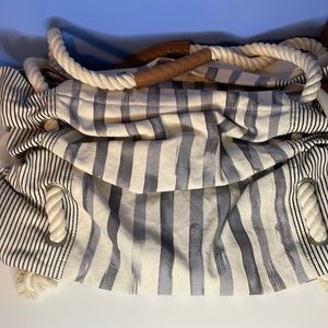 Blue and white striped shoulder bag